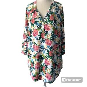 Relativity Floral Knit 3/4 Sleeve Top